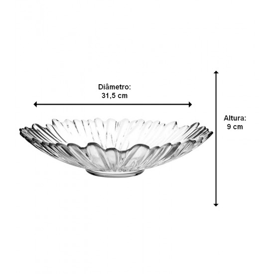 Centro De Mesa 38cm Diâmetro Por 9cm Altura Aurora Transparente